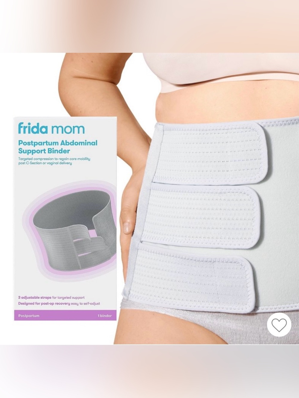Frida Mom Postpartum Abdominal Support Binder - Light Gray New